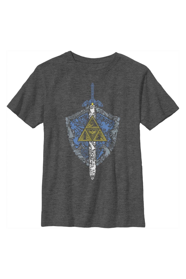 Boy's Nintendo Legend of Zelda Hidden Pattern  Graphic T-Shirt, Main, color, Charcoal Heather