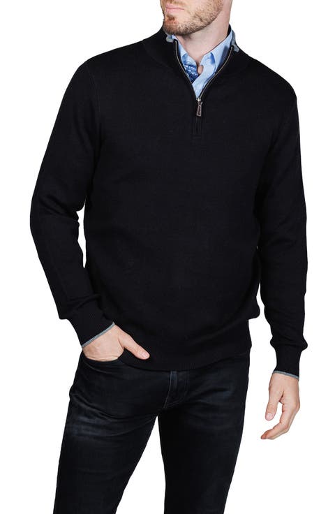 Fine Knit Quarter Zip Sweater