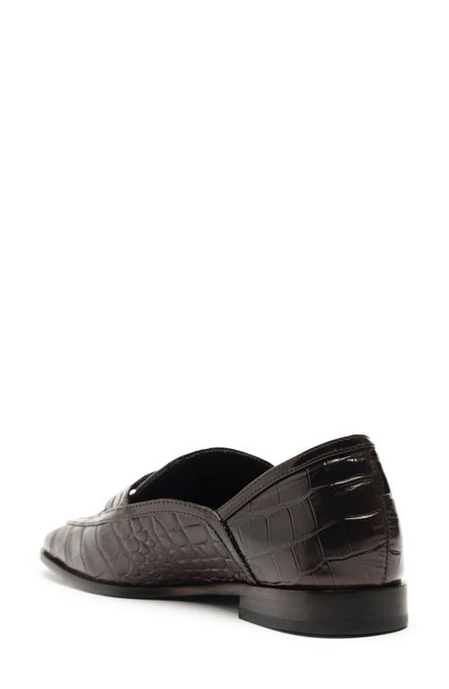 Schutz Maurice Croc-embossed Leather Loafer Flats In Brown