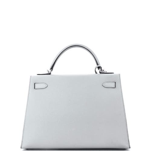 Pre-owned Hermes Hermes Kelly Handbag Blue Epsom With Palladium Hardware 32 In Blue