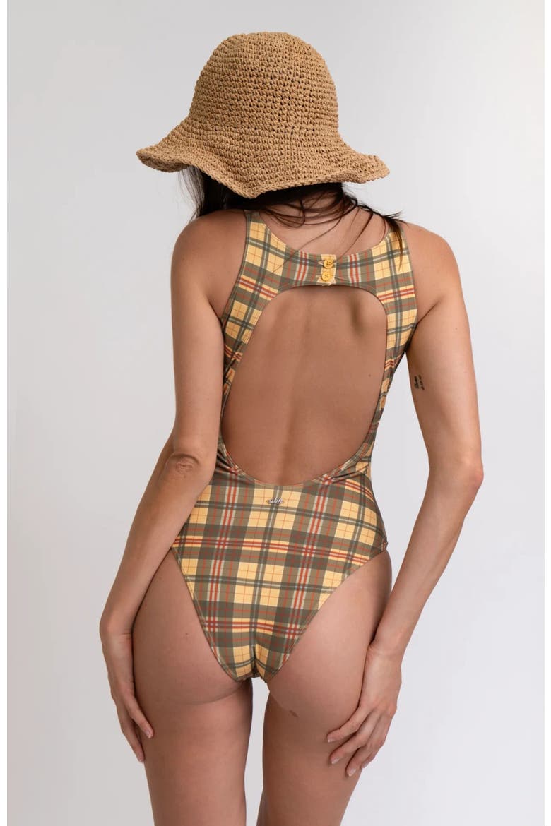Button One Piece, Alternate, color, Yellow Green Plaid