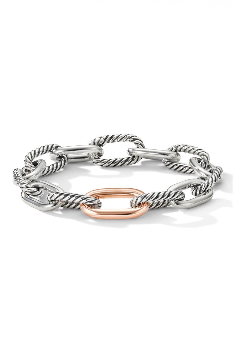 Madison® Chain Bracelet in Sterling Silver with 18K Rose Gold, 11mm, Main, color, SILVER/ ROSE GOLD
