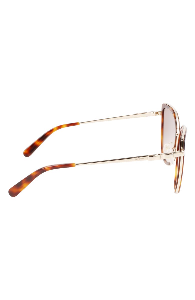 FERRAGAMO 54mm Gradient Cat Eye Sunglasses, Alternate, color, Gold Tortoise