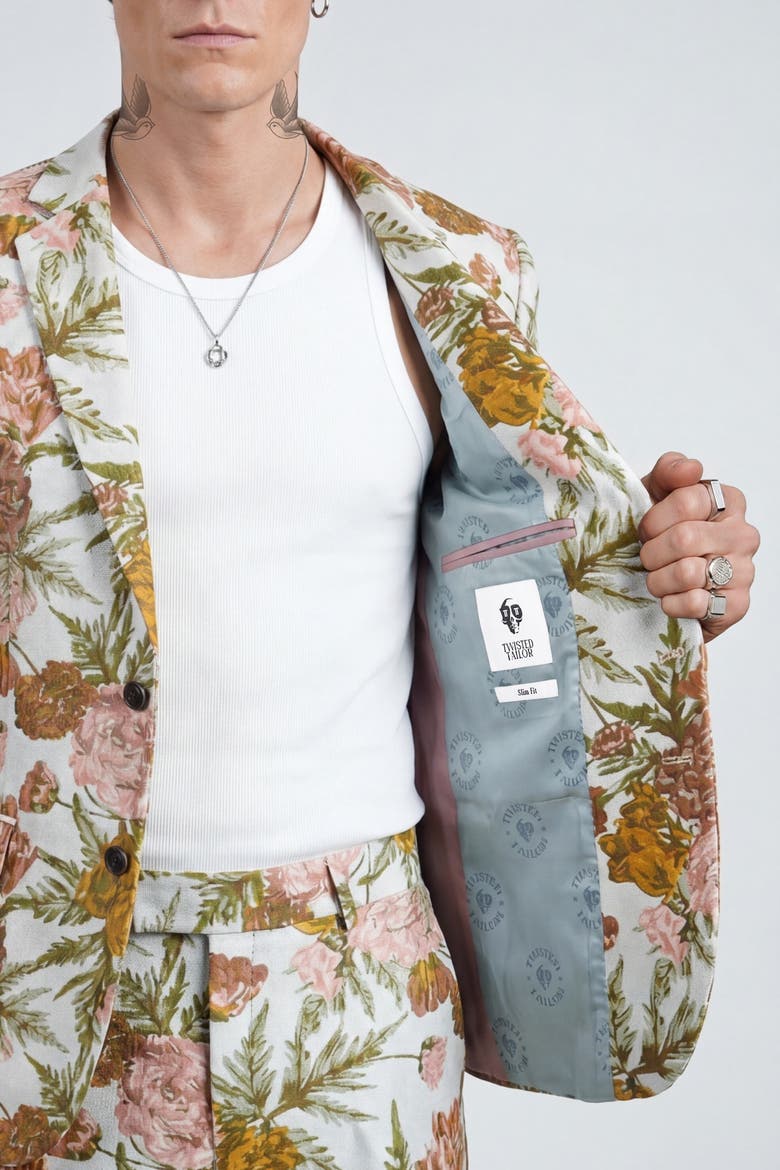 Hirshfield Slim Fit Floral Suit Jacket, Alternate, color, Silver