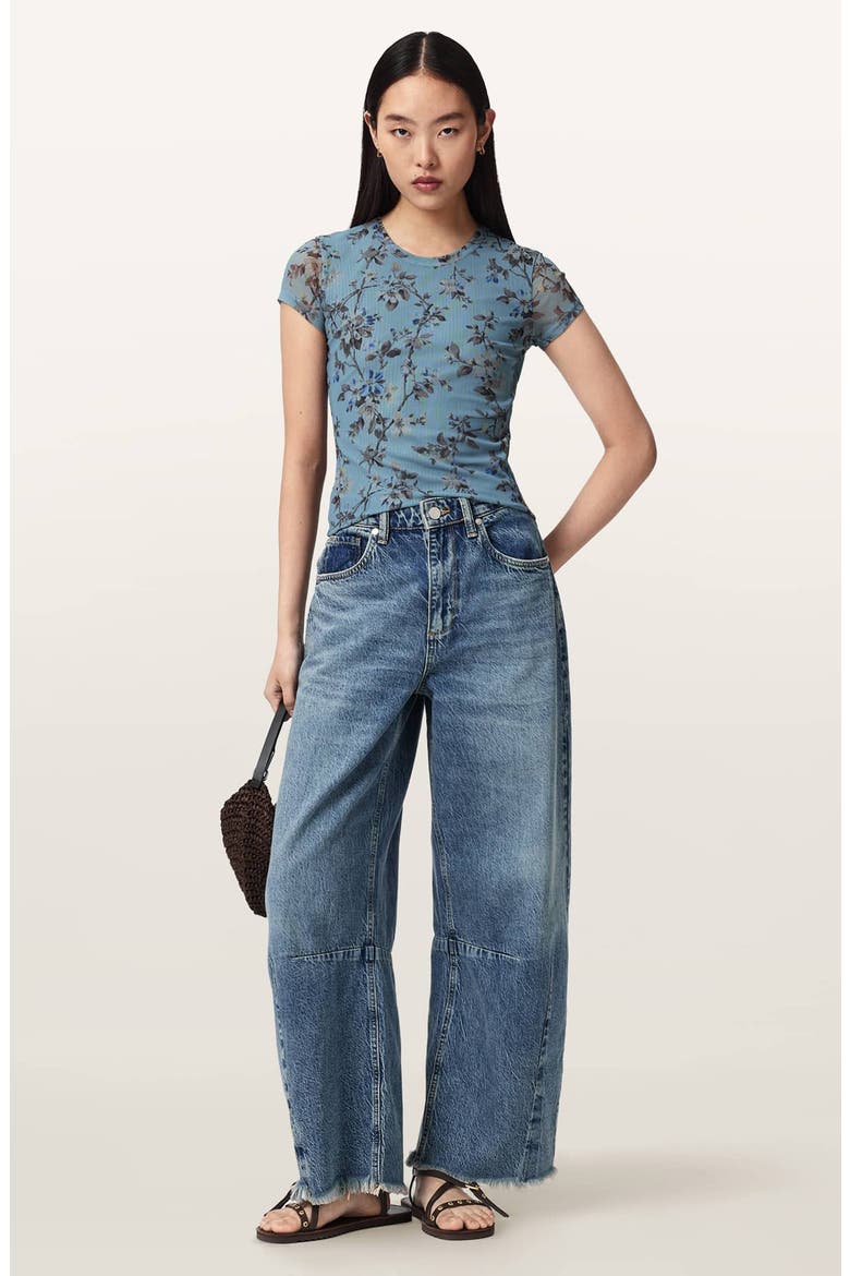 Ellie Floral Mesh T-Shirt, Alternate, color, VINE LAKE BLUE