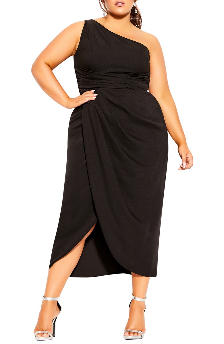 City Chic True Love One-Shoulder Midi Dress, Main, color,