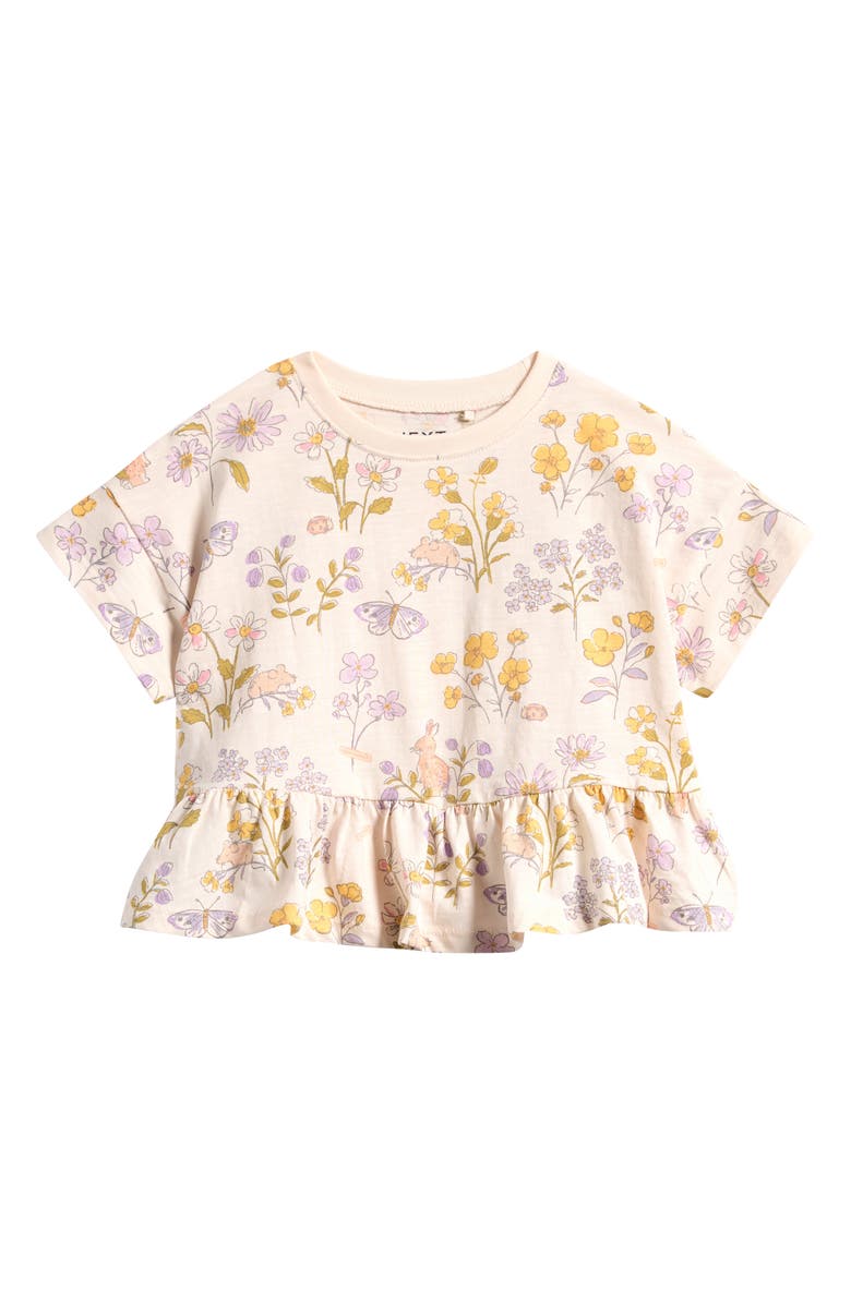 NEXT Ditsy Frill Floral T-Shirt, Main, color, Neutral