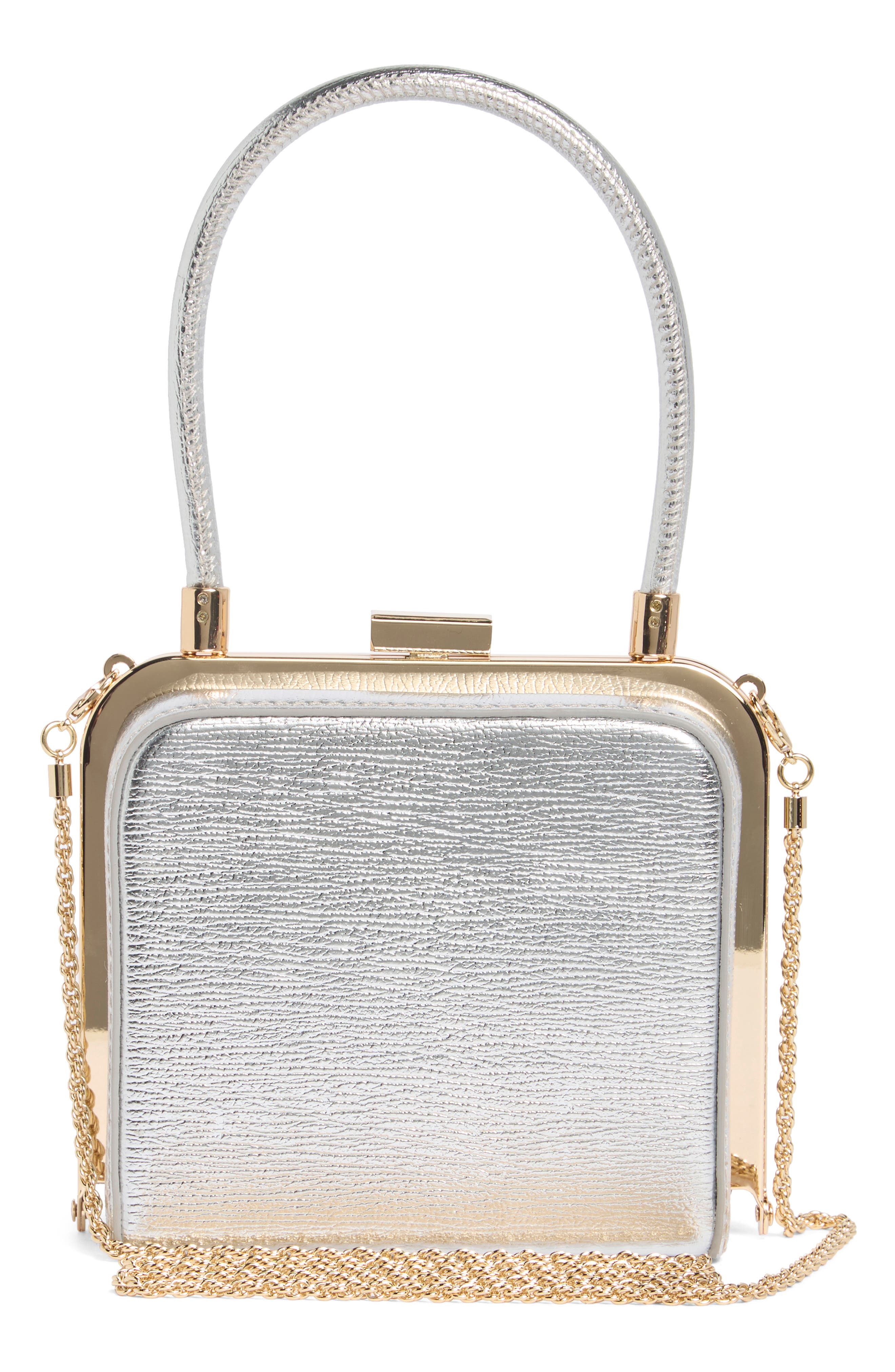 Khloe Frame Clutch, Alternate, color, SILVER