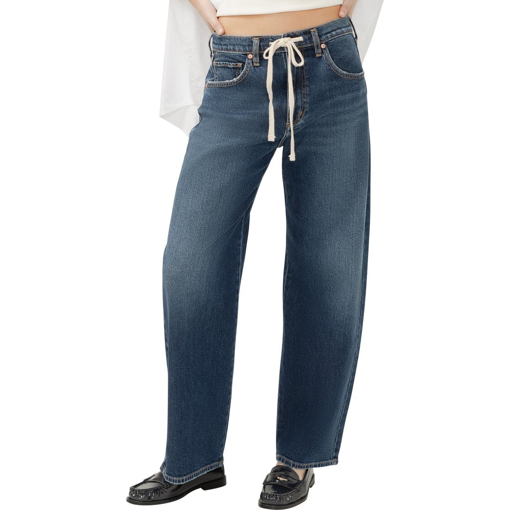 Silver Jeans Co. Be Easy Drawstring High Waist Wide Leg Jeans In Blue