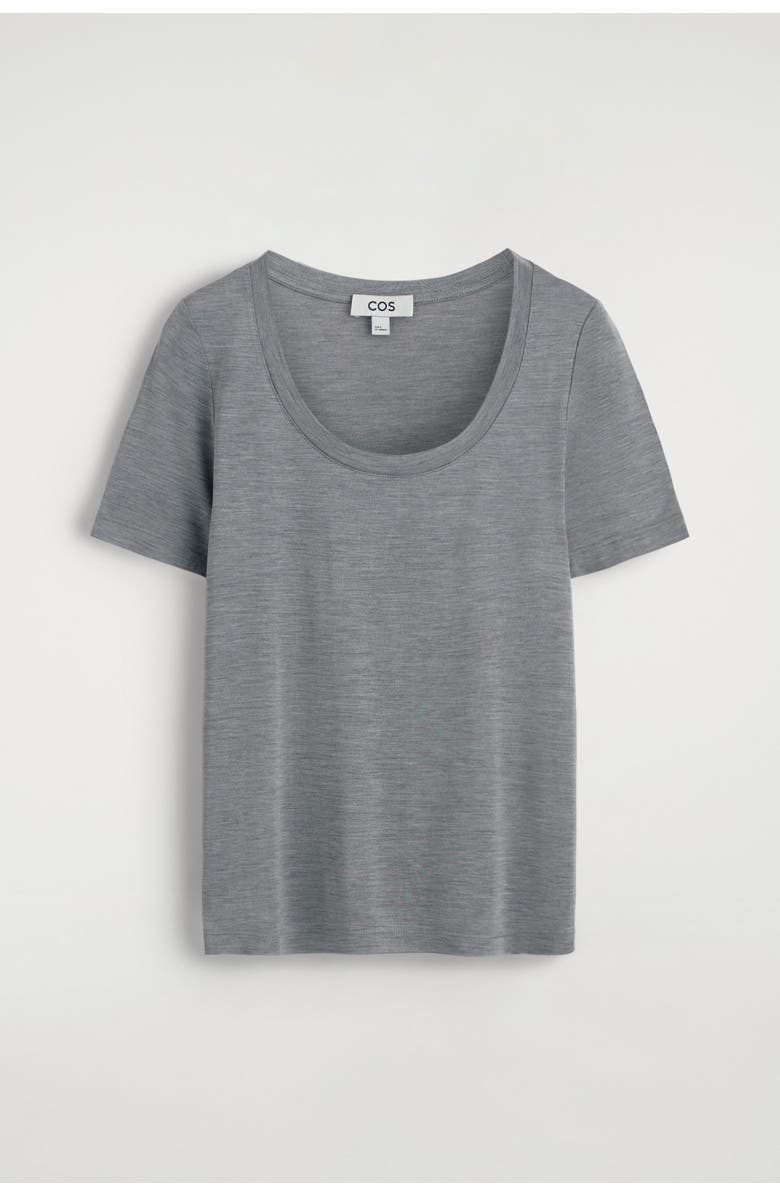 COS Slim Silk T-Shirt, Alternate, color, Gray Mélange