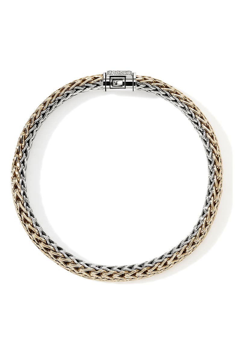 Icon Bracelet, Reversible, Diamonds, 6.5mm, Alternate, color, SILVER AND GOLD