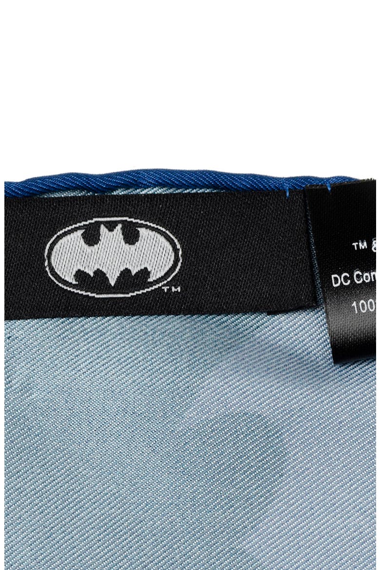 Batman Motif Silk Pocket Square, Alternate, color, BLUE
