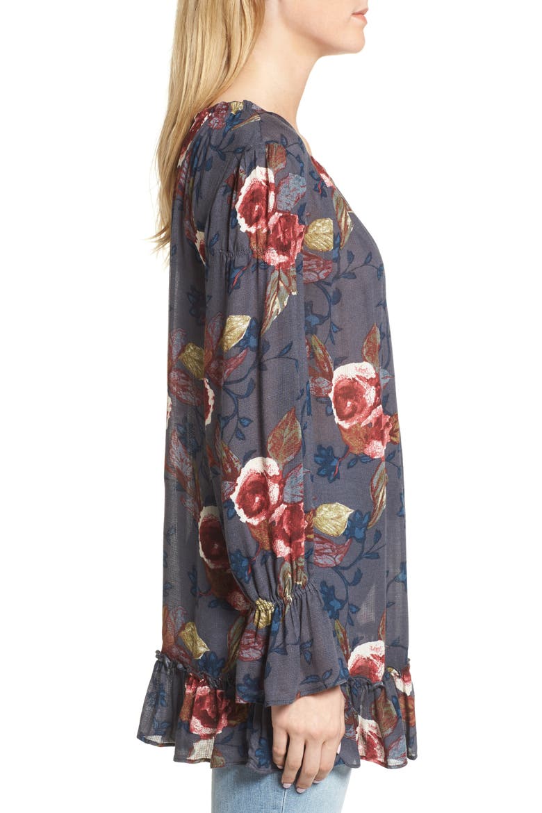 Tie Back Tunic, Alternate, color, NAVY CHARCOAL PRECIOUS FLORAL