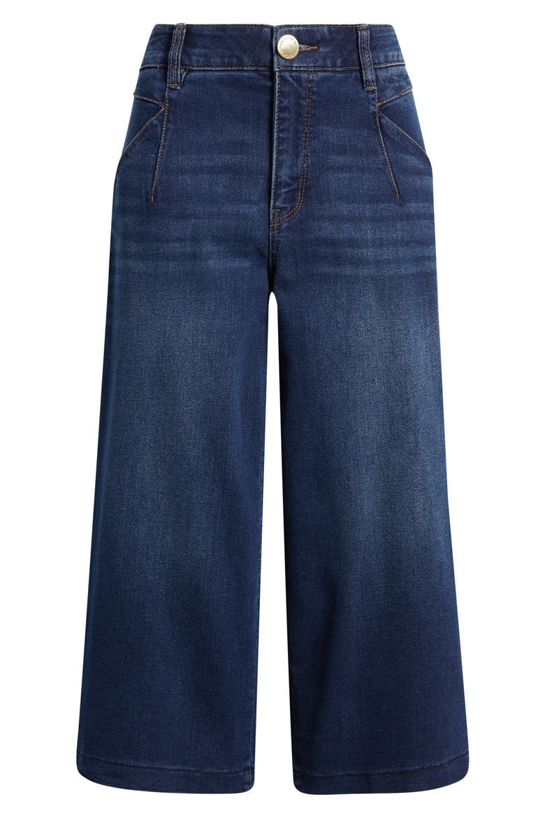 Wyatt Skyrise V-Pocket Wide Leg Denim Culottes, Alternate, color, INDIGO