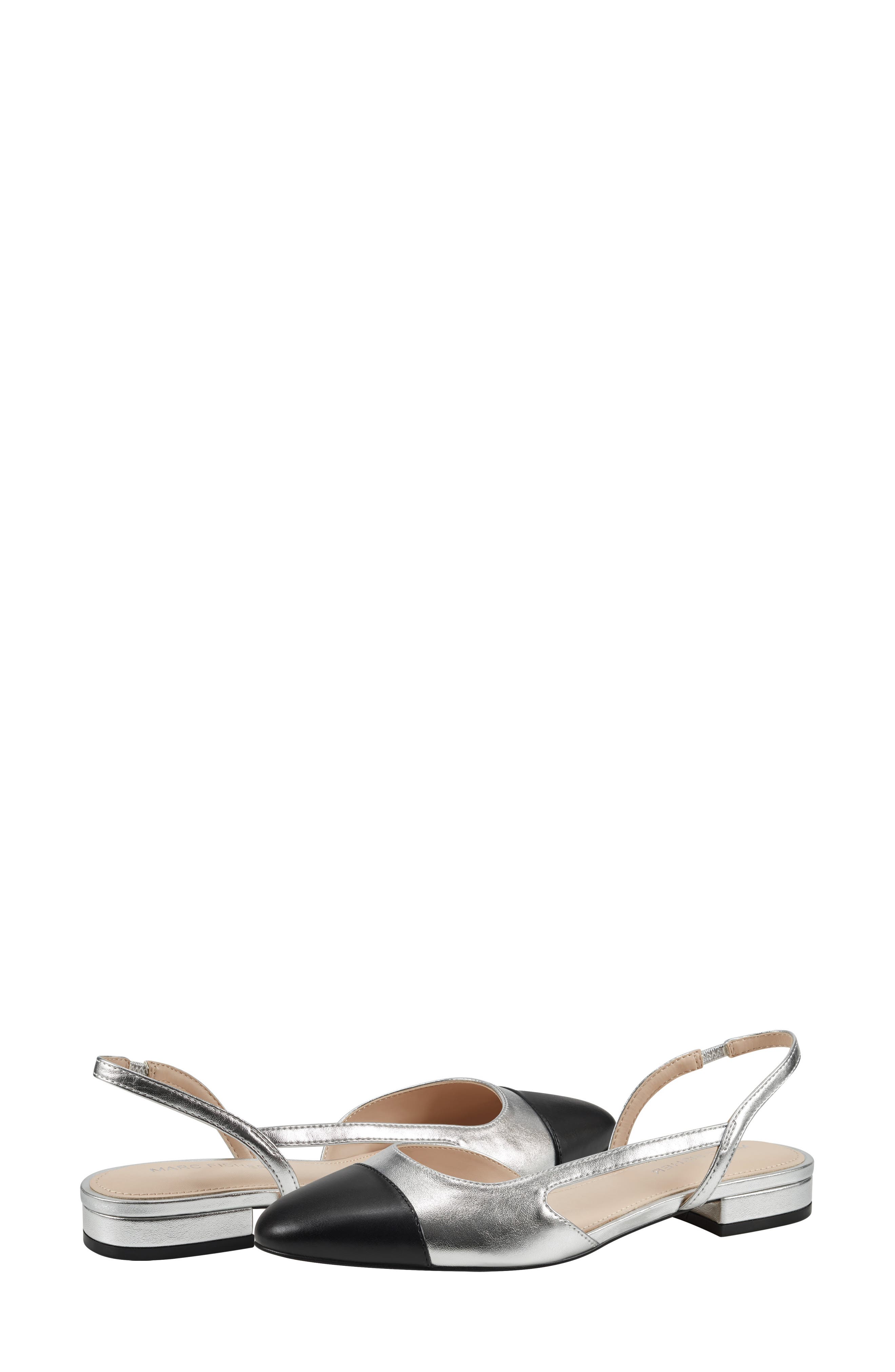 Marc Fisher Slingback Flat, Alternate, color, Silver