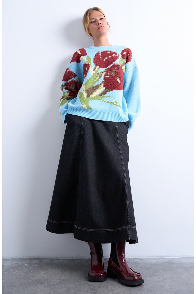 Tulip Textured Sweater, Alternate, color, MEDIUM BLUE
