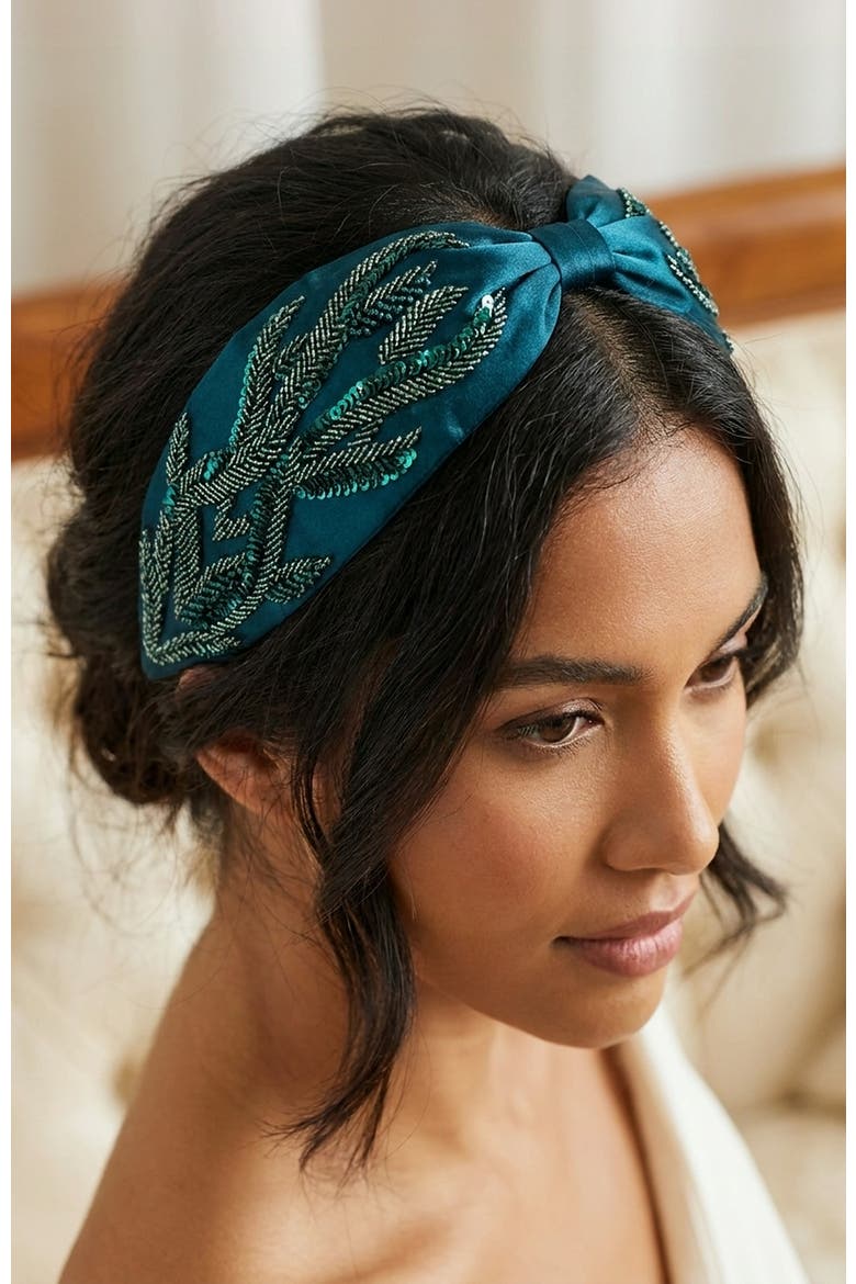 Azure Reef Embellished Headband, Alternate, color, Blue