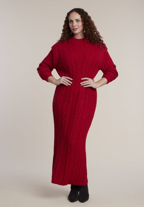 Cable Stitch Sweater Dress (plus)