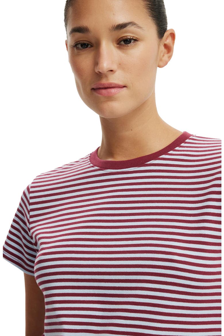 Women's 90 S Baby Tee, Alternate, color, Madi Stripe Cherrywood  Duck
