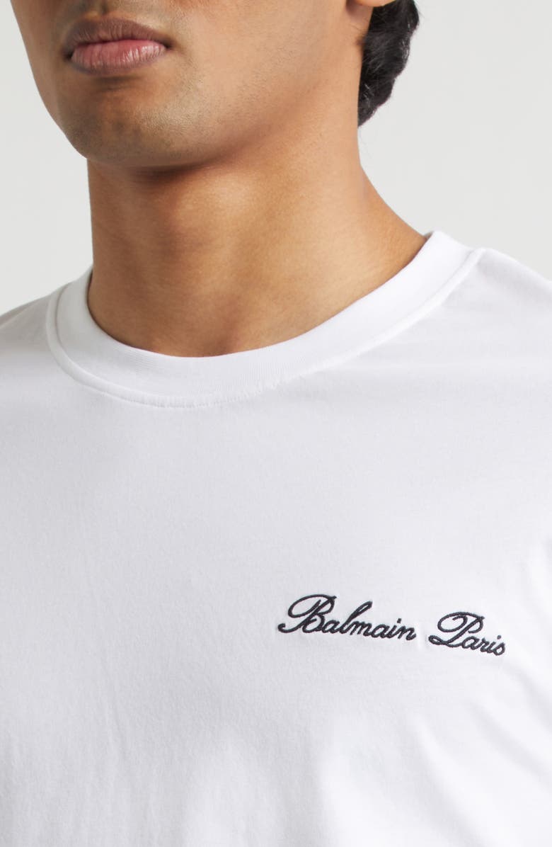 Balmain Paris Signature Embroidered T-Shirt, Alternate, color, Gab Black/ White