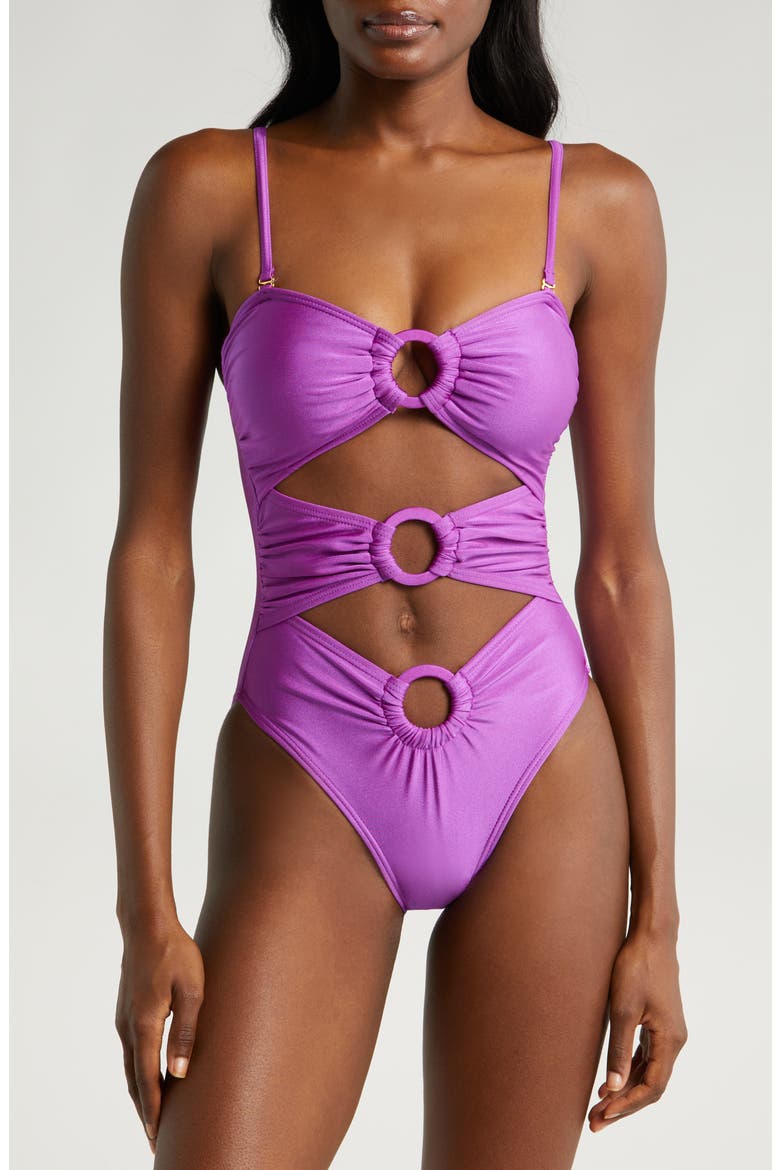 Bliss Ring Cutout One-Piece Swimsuit, Alternate, color, SHINNY BERRY