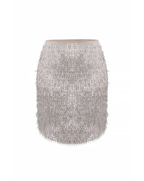 Theo The Label Kleio Sequin Skirt In Gray