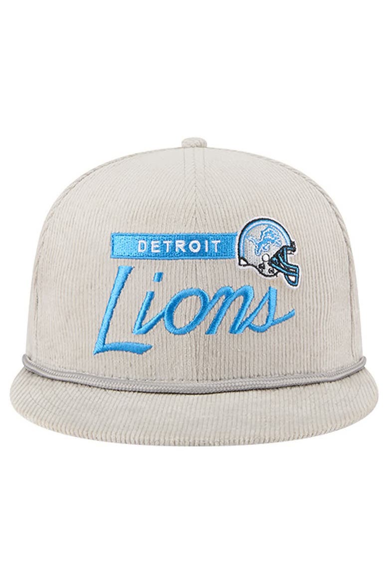 Men's New Era Gray Detroit Lions Cord Rope Corduroy 9FIFTY Snapback Hat, Alternate, color, Gray