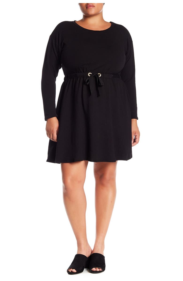 Bobeau Drawstring Waist Knit Dress, Alternate, color, 
