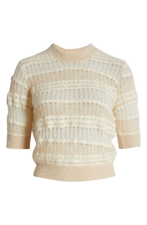 Frame Mix Stitch Elbow Sleeve Sweater In Cream Multi
