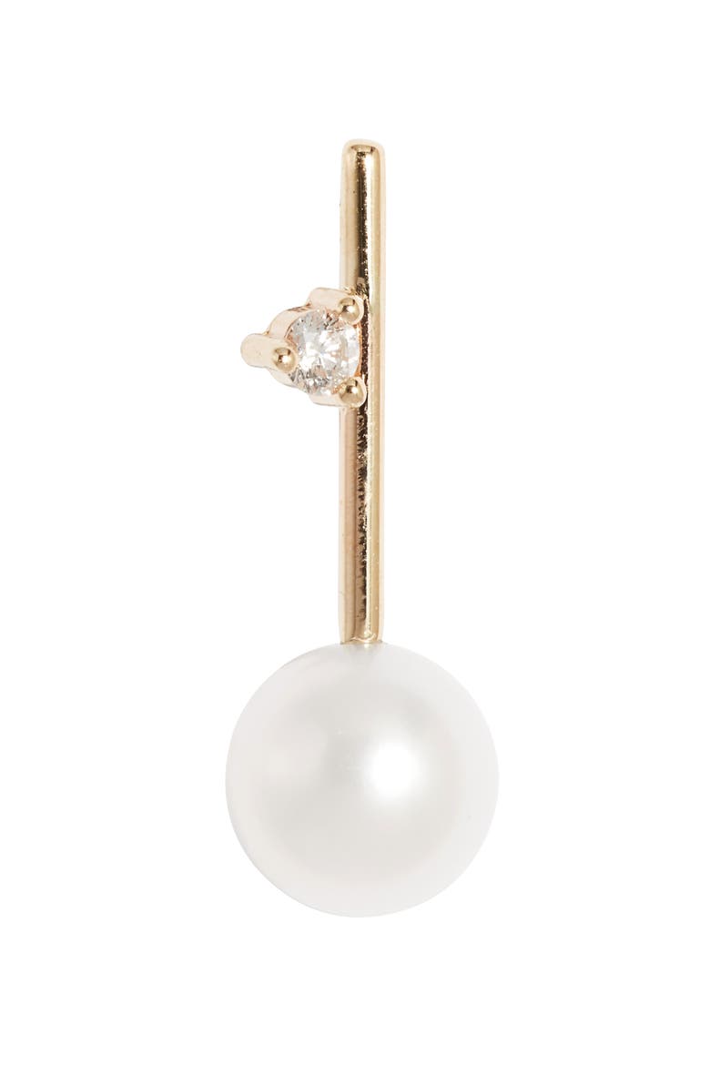 Diamond & Cultured Pearl Drop Earrings, Alternate, color, 14KYG