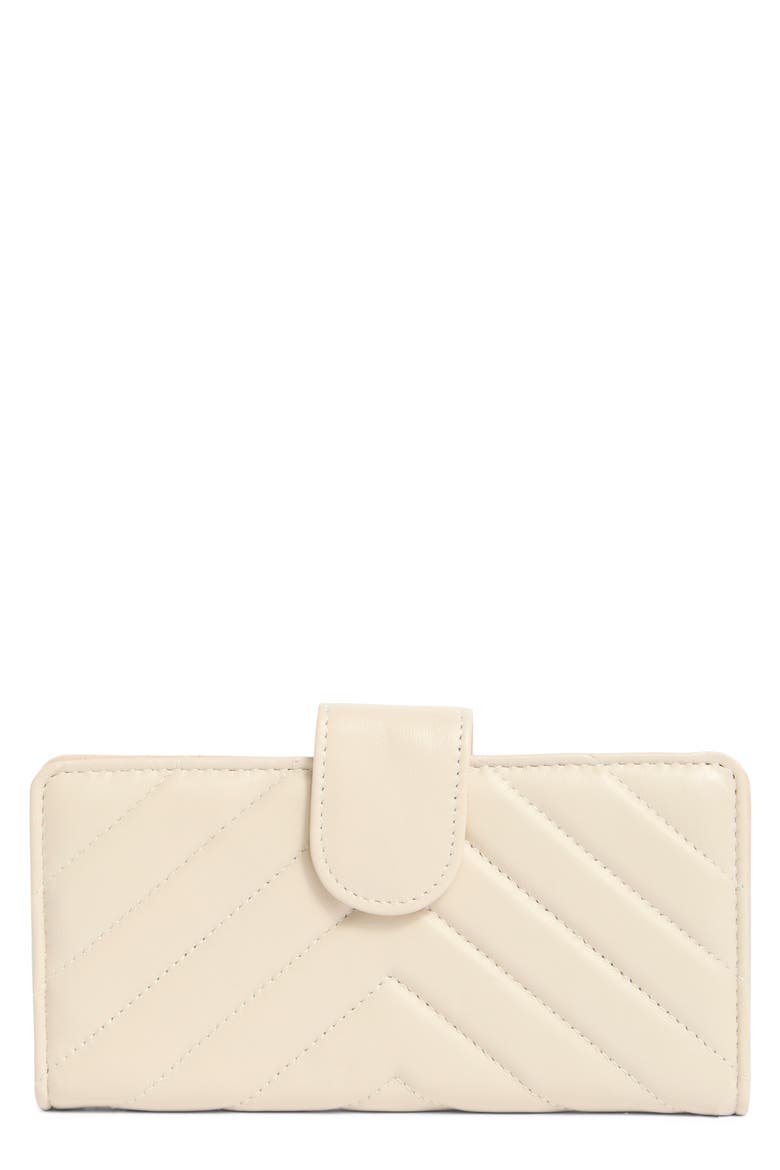 Quilted Slim Wallet, Main, color, BONE