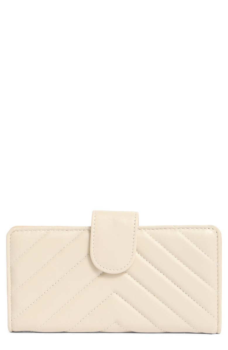 MUNDI SMALL LEATHER GOODS Quilted Slim Wallet, Main, color, Bone