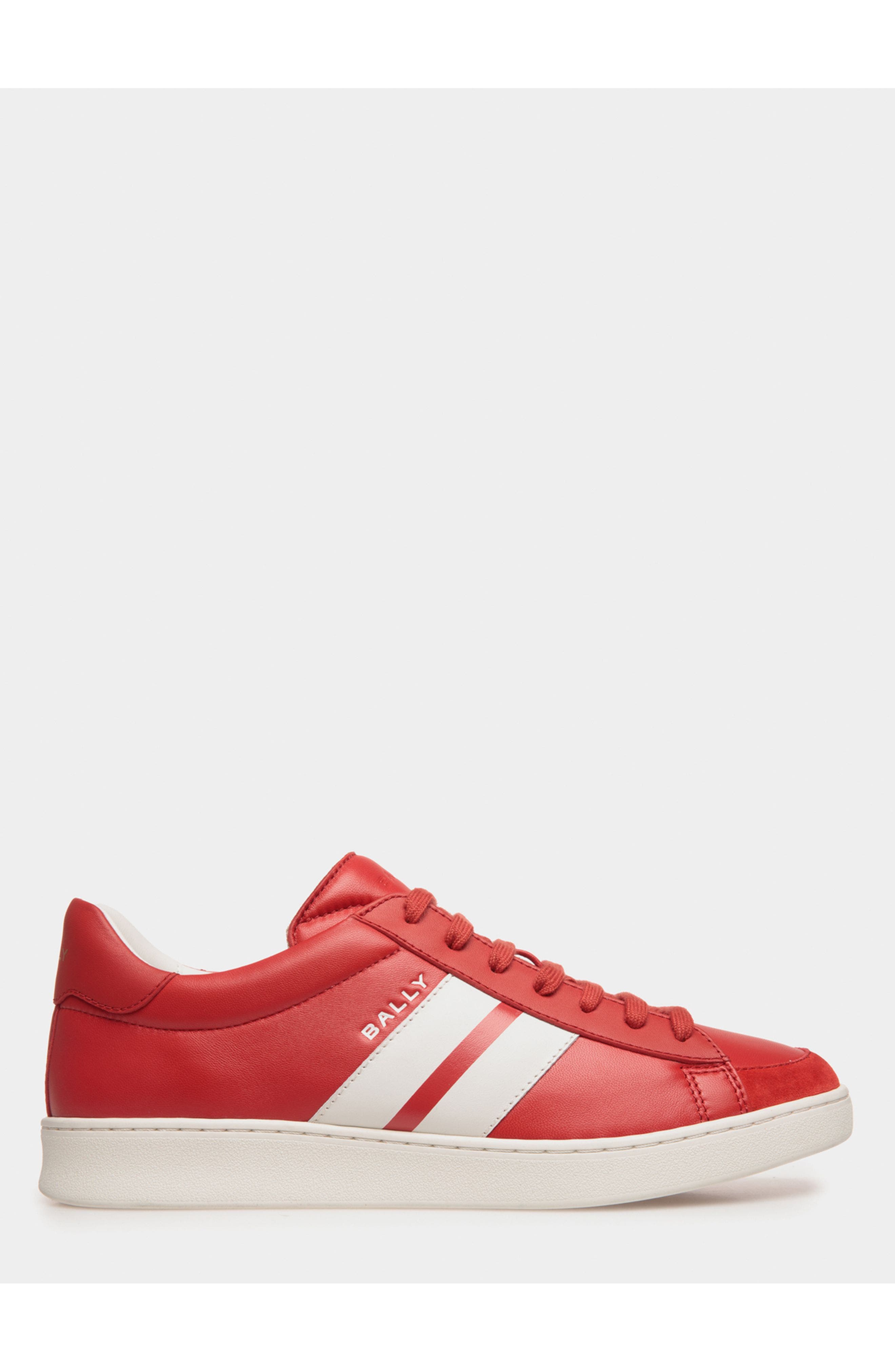 Bally Tennis Sneaker In Candy And Leather, Main, color, Red