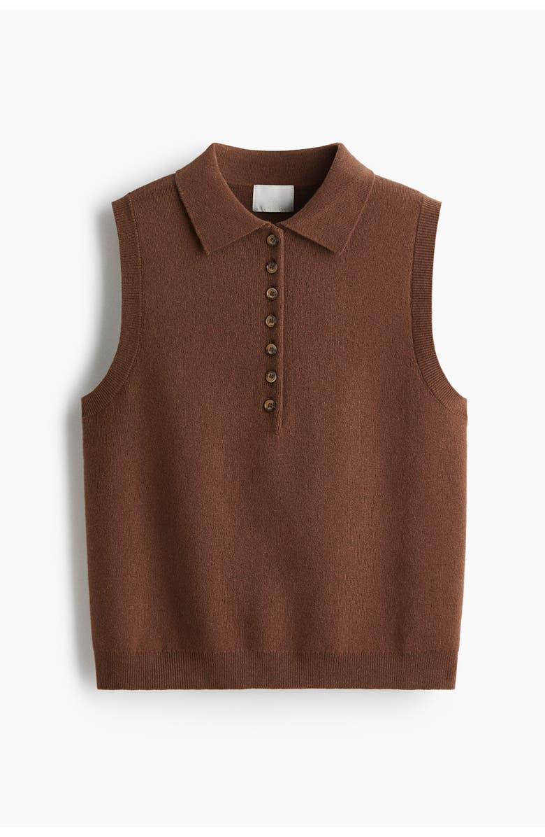 H&M Collared Sweater Vest, Alternate, color, Brown