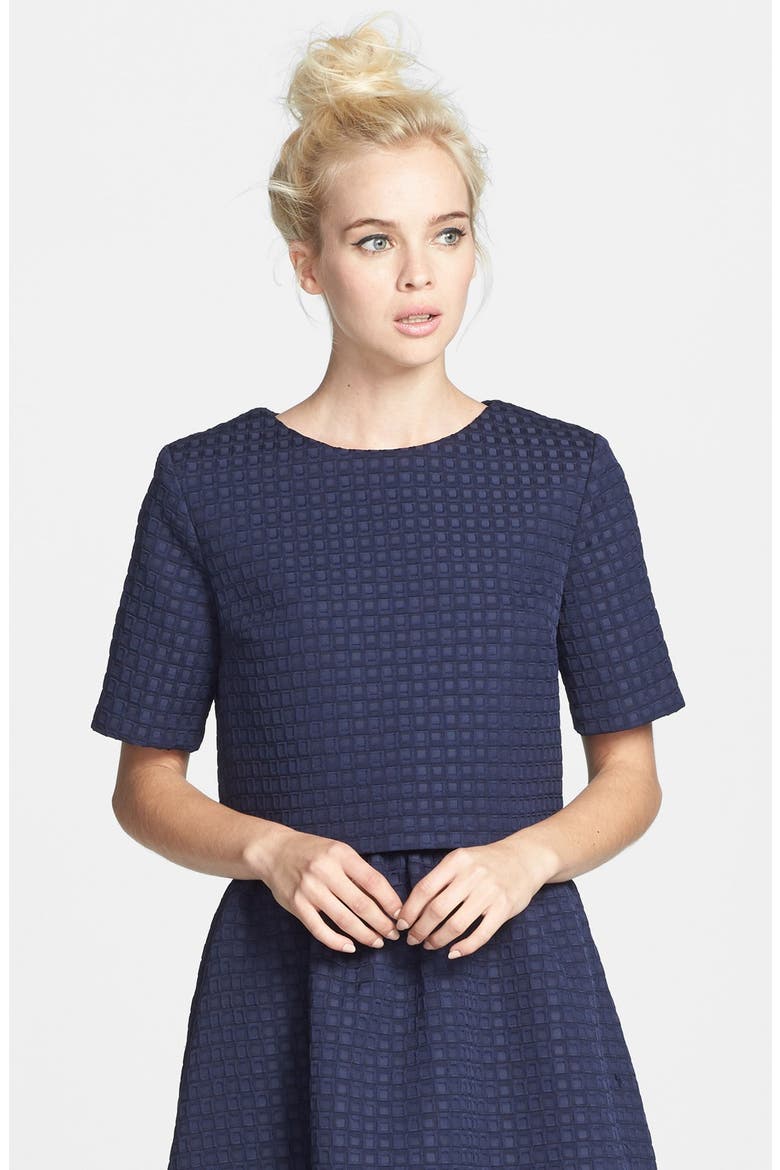Textured Crop Top (Nordstrom Exclusive), Main, color, NAVY
