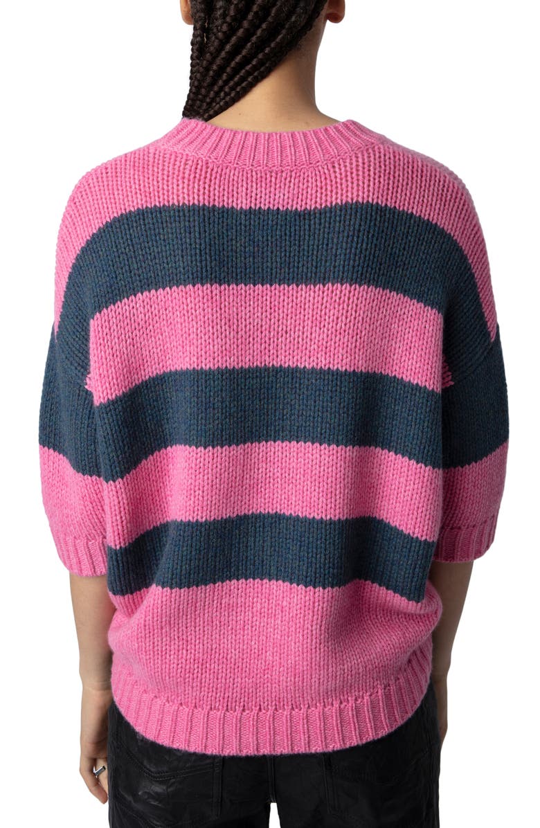 Zadig & Voltaire Bully Stripe Cashmere Crewneck Sweater, Alternate, color,
