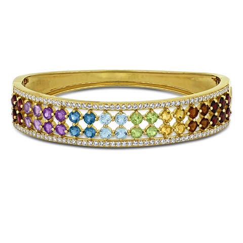 Multi-Gem Bangle Yellow Plated Sterling Silver