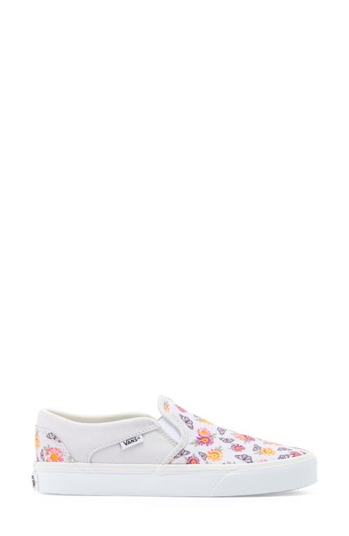 Vans Asher Butterfly Slip-on Sneaker In Butterfly Floral Blanc