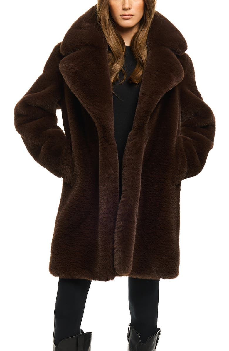 SAM. Marla Faux Fur Coat, Alternate, color, Brown