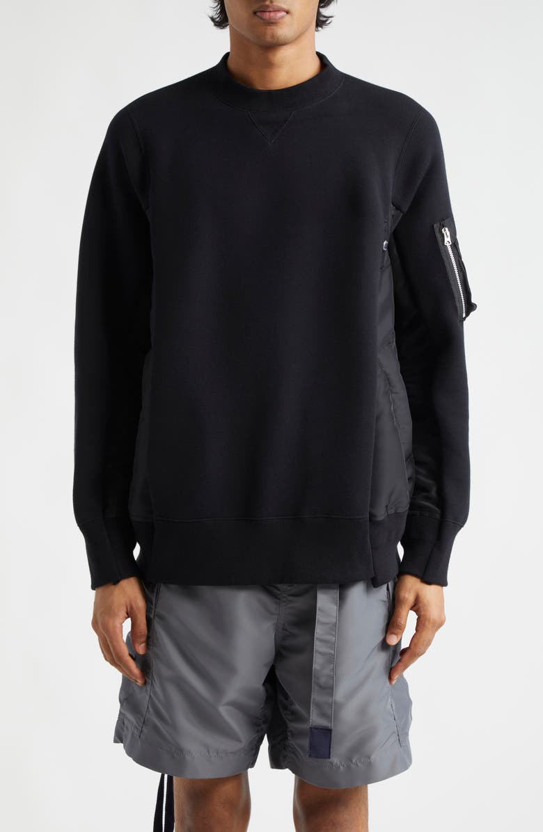 Sacai Sponge Mixed Media Sweatshirt, Main, color,