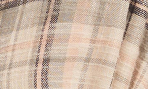 Lucky Brand Frayed Plaid Button-up Tunic Shirt In Neutral