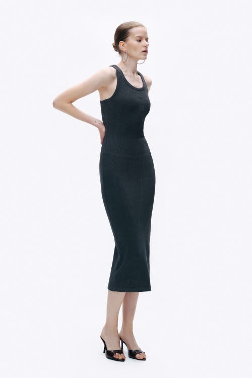 Nocturne Fitted Maxi Dress In Anthracite