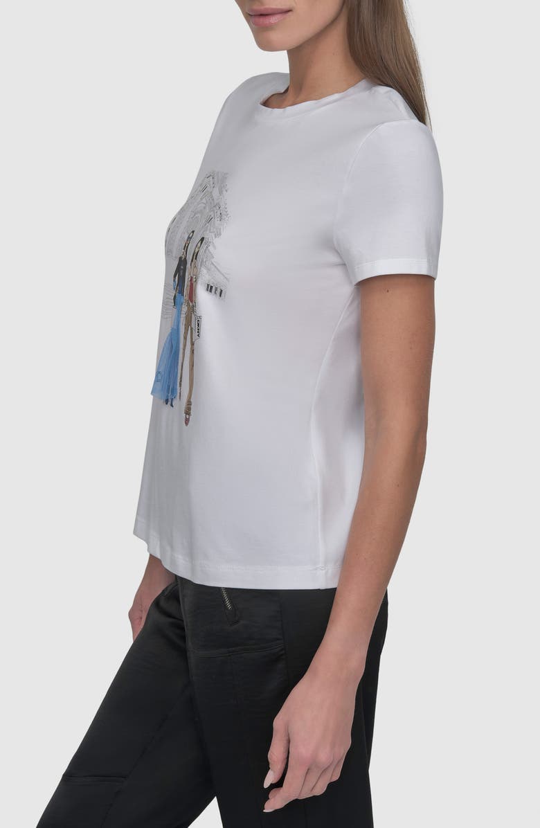DKNY Met Stairs Coversational Graphic T-Shirt, Alternate, color, White