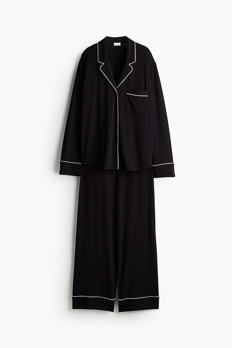 Viscose-blend Pyjamas, Alternate, color, Black