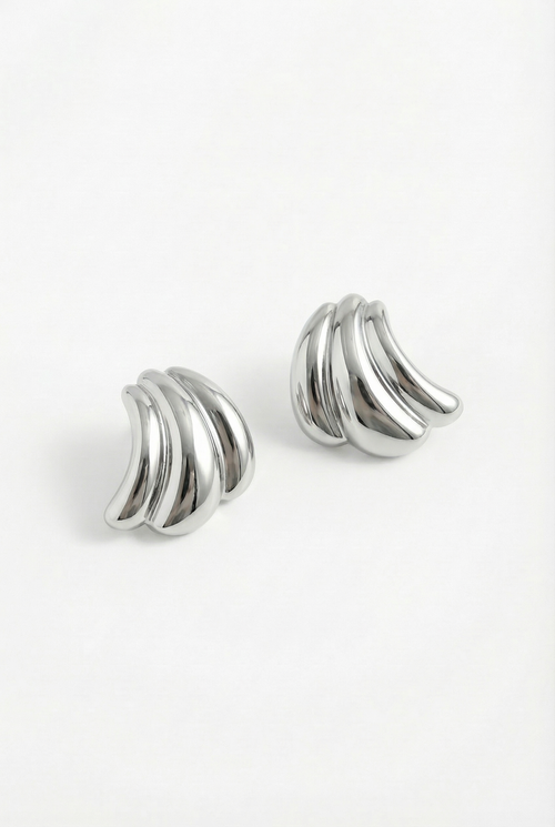 Joey Baby Sculptural Curve Polished Stud Earrings in Stainless Steel Silver at Nordstrom