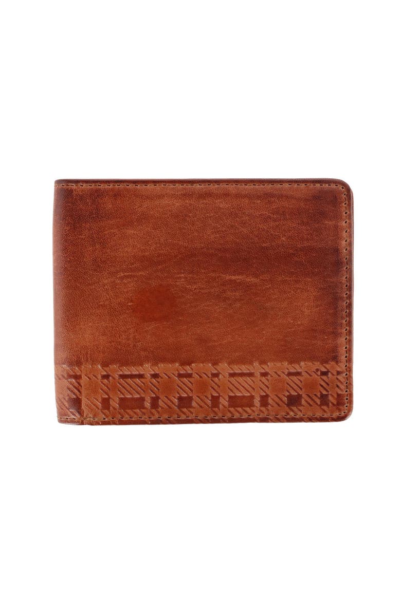 Caelen Plaid Embossed Bi-Fold Wallet and Card Case Combo, Alternate, color, Cognac