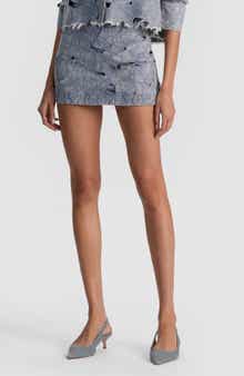 Alice + Olivia Rubi Embroidered Eyelet Denim Miniskirt