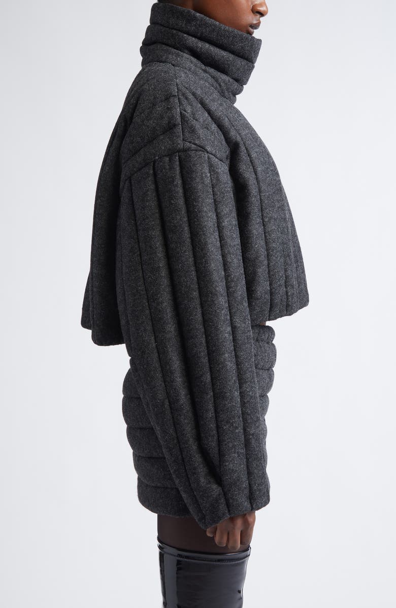 LaQuan Smith Quilted Funnel Neck Jacket, Alternate, color, Grey