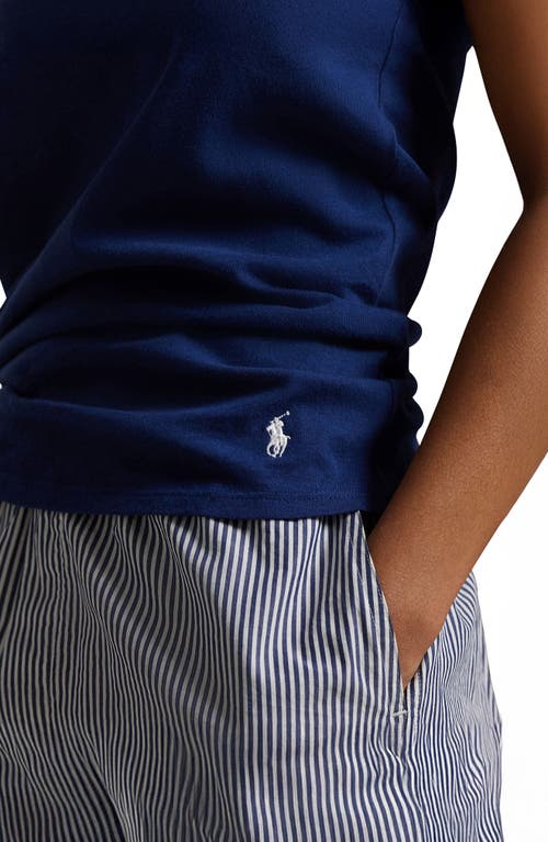 Polo Ralph Lauren Long & Lean Cotton Jersey Lounge Tank In Navy