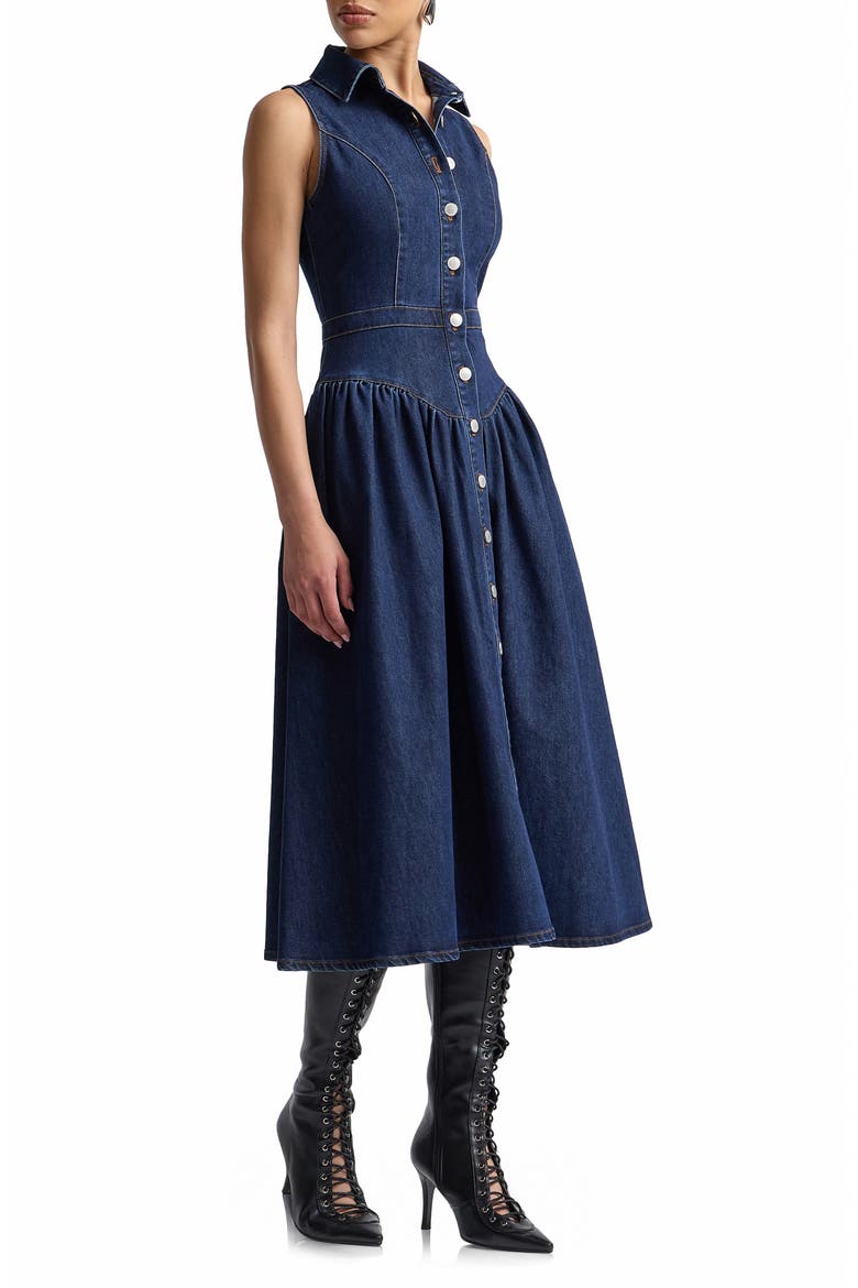 Sleeveless Denim Midi Dress, Alternate, color, ROYAL RINSE